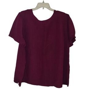 Ava & Viv Burgundy Boxy Short Sleeve Blouse